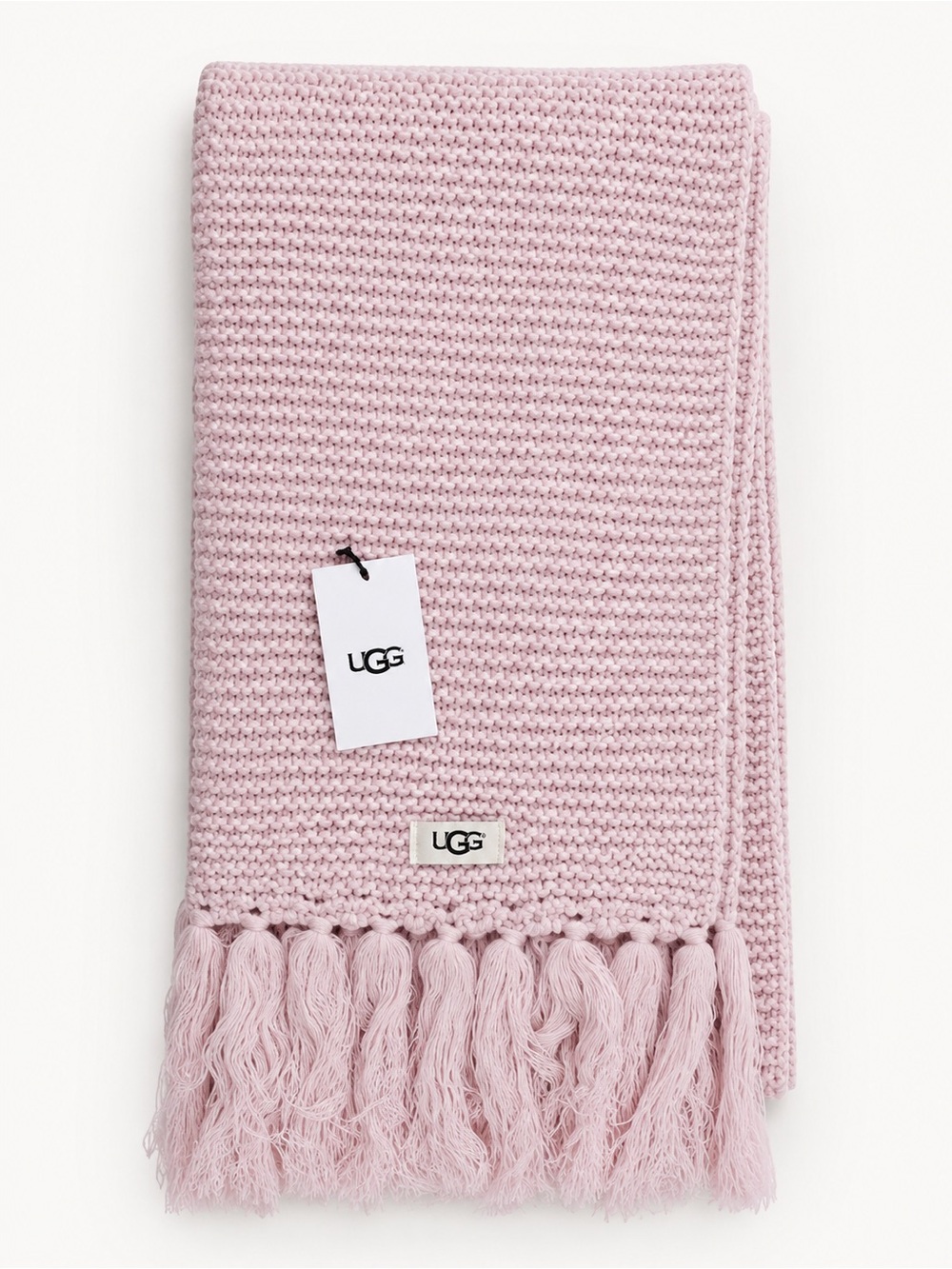 UGG Fringe Trim Knit Scarf - pink crystal